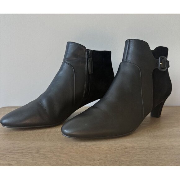Cole Haan Womens 7 B Suede Leather Ankle Boot Black Sylvia Waterproof - Picture 14 of 15